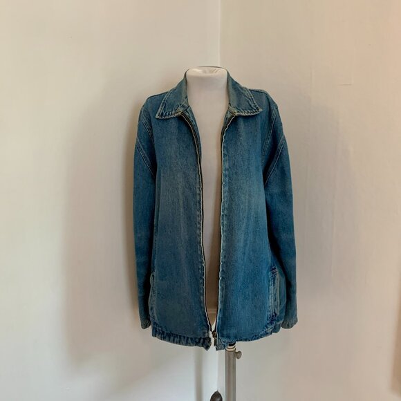 VTG 90s Faded‎ Glory Denim Chore Jacket Coat Flannel Lined Soft Workwear Carhart - Picture 1 of 15